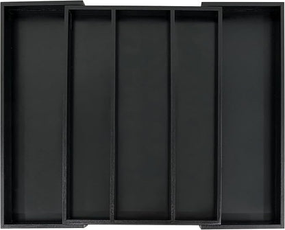 Utoplike Bamboo Drawer Organizer Kitchen Utensils, Adjustable Black Silverware
