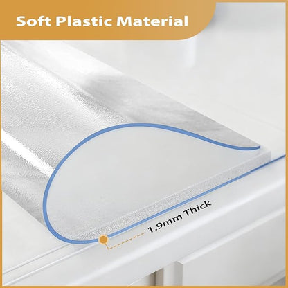 Frosted Table Protector 42 x 60 Inch, 1.9mm Thick Waterproof PVC Plastic Table Cover, Durable Table Pad for Dining Room, Kitchen, Writing Desk, and Coffee Tables