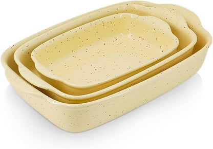 Casserole Dish Set of 3, Lasagna Pan, Ceramic Bakeware