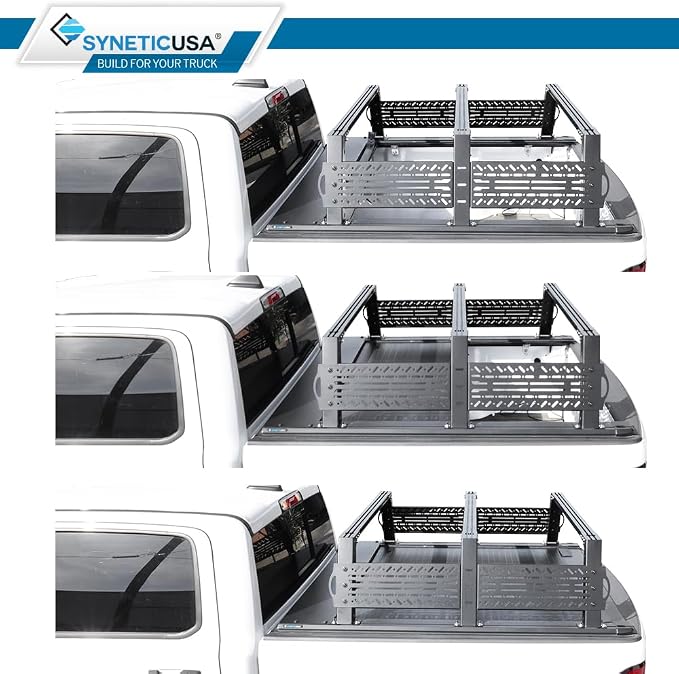 Syneticusa MR Retractable Truck Bed Cover with R6 Rack for Ford F-150 2004–2026 | 6’7” (78.9”) Bed | Aluminum Hard Retractable Tonneau Cover | One-Person Installable | Waterproof, Low-Profile