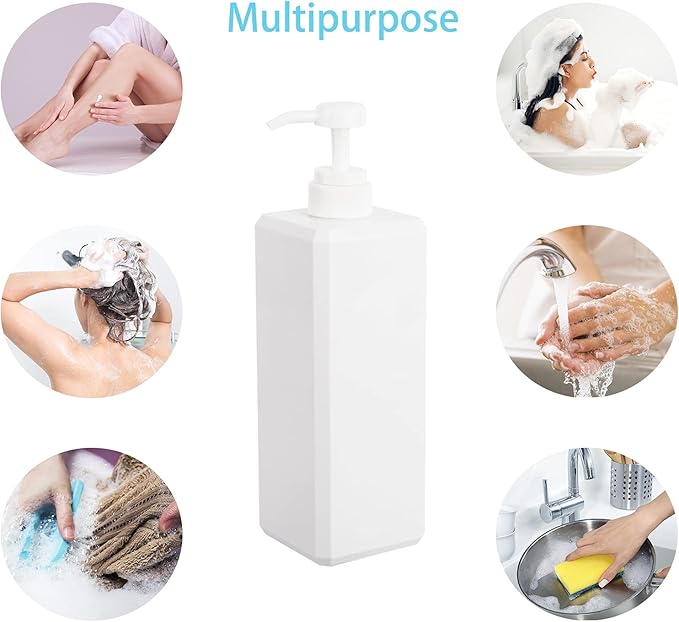 Pump Bottle, Refillable Plastic Empty Lotion Soap Dispenser Liquid Container