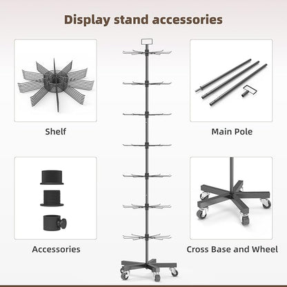 YEOOE Upgraded Retail Display Stand 7 Tier Spinning Display Stand, Movable Shop