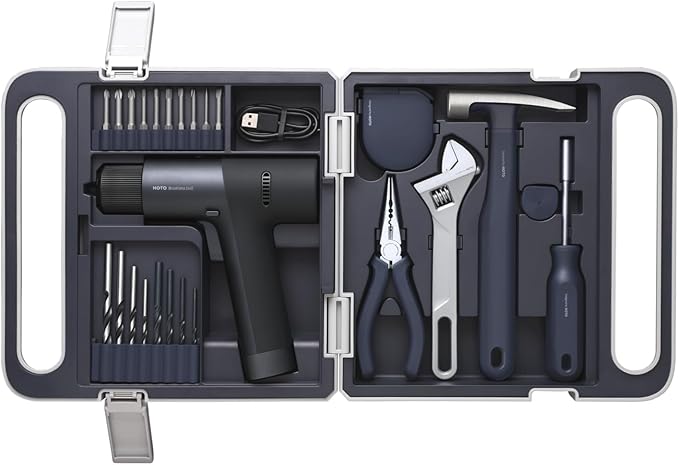 HOTO Cordless Brushless Drill Tool Set, Variable Speed, Hidden Buckle, Unique