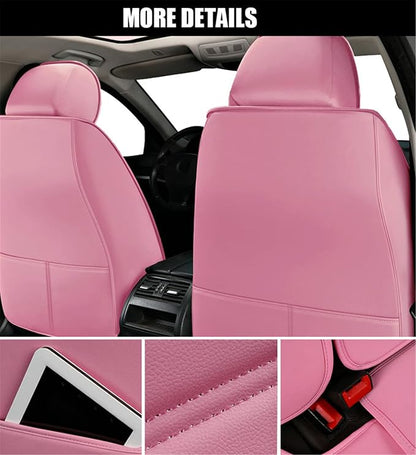 SanQing Car Seat Covers Front Seats, Super Luxurious Heavy Universal Duty Waterproof Leather Automotive Vehicle Cover for Cars SUV Pick-up Truck, Non-Slip Seat Pink Car Accessories (2 PCS Front/Pink)