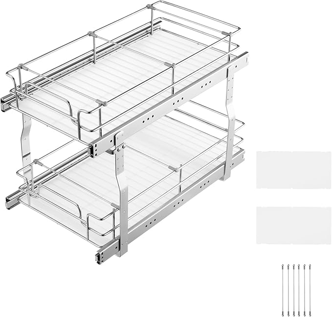 VEVOR Pull Out Cabinet Organizer, Chrome-Plated Steel Roll Out Drawers