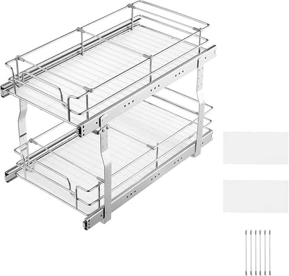 VEVOR Pull Out Cabinet Organizer, Chrome-Plated Steel Roll Out Drawers