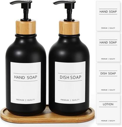 KASUNTING Hand and Dish Soap Dispenser Set, Plastic Kitchen Soap Dispenser Set