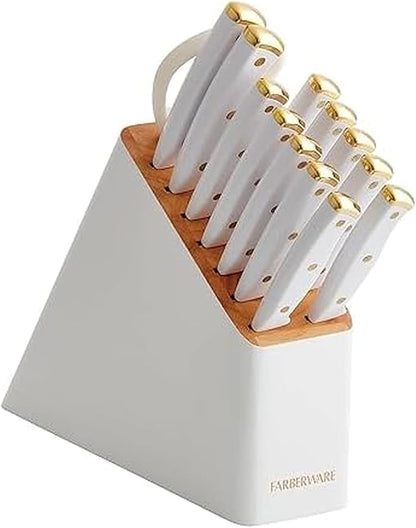 Farberware 14-Piece Knife Block Set, High-Carbon Stainless Steel, Triple-Riveted