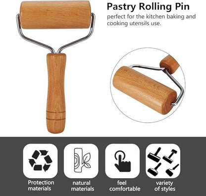 Watris Veiyi Small Rolling Pin, Wooden Dough Roller, Non-Stick Pizza Roller
