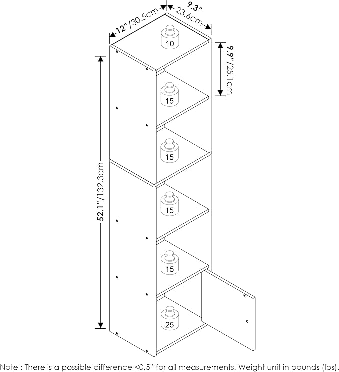 Furinno LUDER Book Shelf, 5-Tier Modern Bookshelf, Bookcase