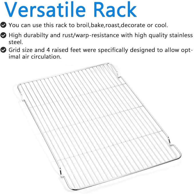 Cookie Sheet and Cooling Rack Set, 16 inch Stainless Steel Baking Pan