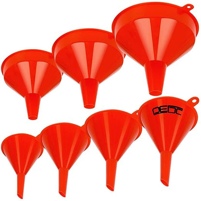DEDC Oil Funnels Plastic Set for Car Automotive Kitchen Mini Small Large Red