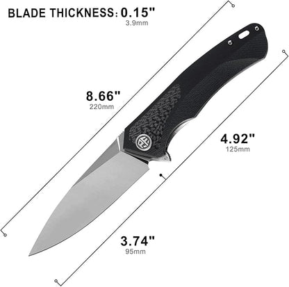 Petrified fish PF838CS 3.74" D2 steel flipper folding knives outdoor pocket knife G10+Carbon fiber handle camping hunting EDC tool