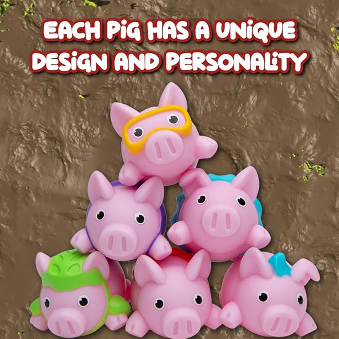 PlayMonster Pigs on Trampolines Board Games – Multi-Player, Preschool Toys, Hand-Eye-Coordination Game, The Muddiest Pig Wins, Ages 6+