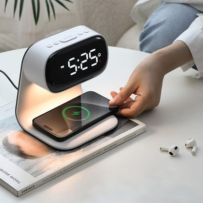 3in1 Multi-Functional Wireless Charging Alarm Clock Smart Night Light Qi
