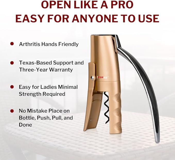Forge Quality Compact Vertical Lever Corkscrew Wine Opener