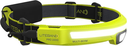 LED Headlamp, Liteband PRO 1000 Lumen Super Bright Head Lamp, Powerful Rechargeable Battery Powered Tactical Headlamps, Camping, Running, Hard Hat Light, Best Rated Forehead Flashlight, Yellow