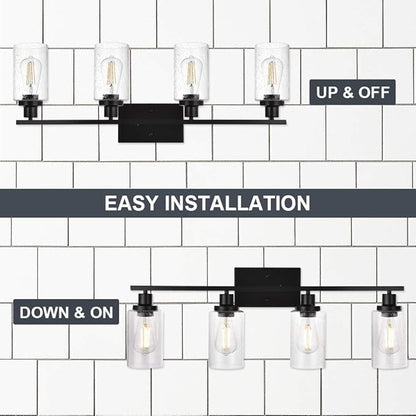 WINSHEN Black 4-Light Bathroom Light Fixtures