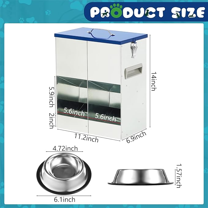 Automatic Feeder for 2 Cats Outdoor Galvanized 42cups/10l Double Feeder