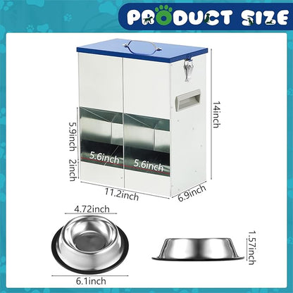 Automatic Feeder for 2 Cats Outdoor Galvanized 42cups/10l Double Feeder
