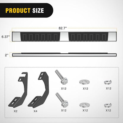 Nilight Running Boards for 2005-2023 Toyota Tacoma Double Cab 4 Full Size Doors 6 Inch Stainless Steel Bolt-on Side Step Nerf Bars