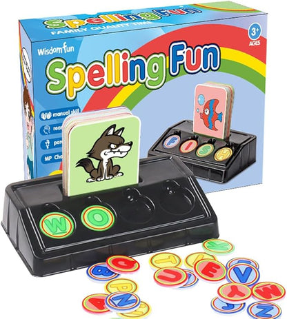 Matching Letter Game for Preschooler Age 3+ - Self-Correcting Word Puzzles Boost Spelling, Reading, Alphabet & Word Recognition - Early Education Toy Includes 30 Flash Cards & 26 Letters