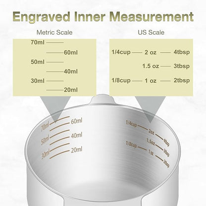 2PCS 1/3Cup Single Measuring Cup, Etched Inner Scale Stainless Steel Measure