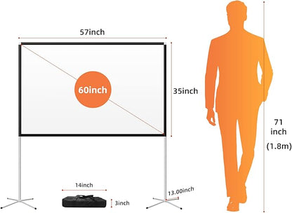 Portable Projector Screen 60inch, Movie Projection Screen, Indoor Projector