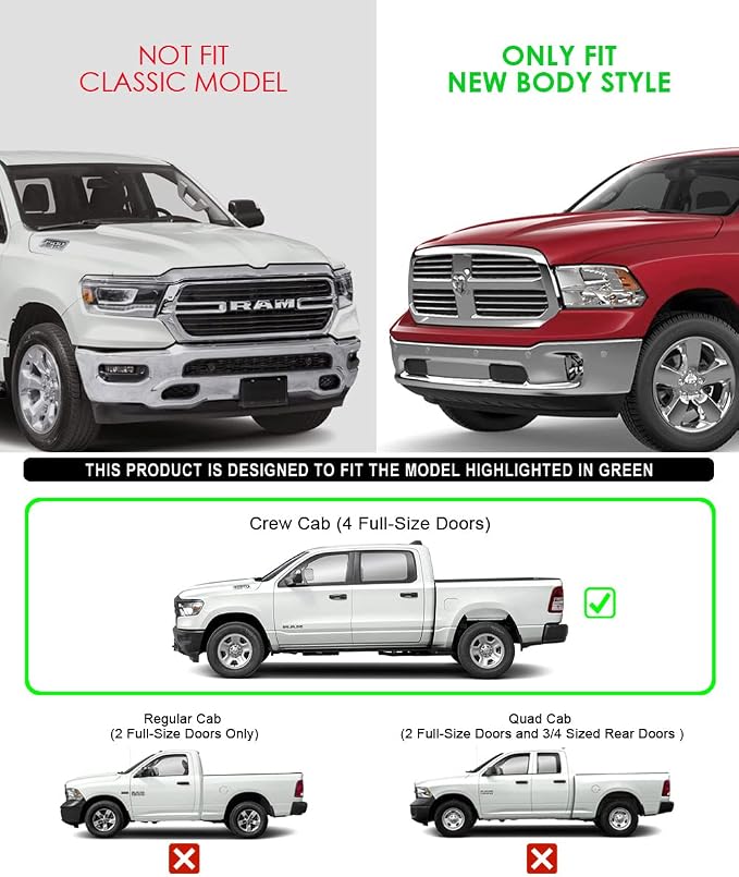 APS (Silver 5in Wheel to Wheel 304 Stainless Steel) Running Boards Nerf Bars Side Steps Compatible with Ram 1500 2009-2018 Crew Cab 6.5ft Bed & Ram 2500 3500 2010-2026