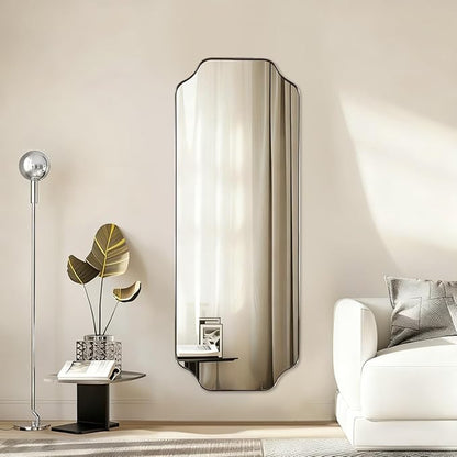 ANDY STAR 18" x 48" Full Length Wall Mirror, Large Brushed Nickel Bathroom