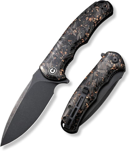 CIVIVI Folding Pocket Knife- Praxis Flipper Liner Lock Knife, 3.75" Black Stonewashed Blade, Reversible Clip for EDC Outdoor Use C803I