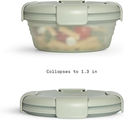 STOJO Collapsible Bowl - Translucent 36oz - Reusable Silicone Bowl (Translucent Sage Green)