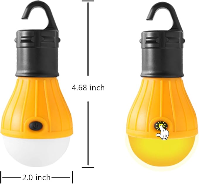 KINUR Sleep Aid Camping Light Bulbs Soft Amber Yellow Color Bug Resistent Portable Hanging Lantern for Kids,Baby,Camping,Hiking,Fishing,Decoration,Gift.(Batteries Not Included)