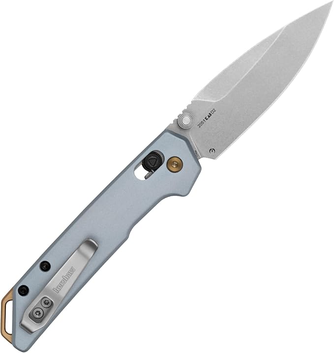 Kershaw Mini Iridium Folding Pocket Knife, 3 inch D2 Steel Blade, DuraLock, Aluminum Handle, Pocketclip