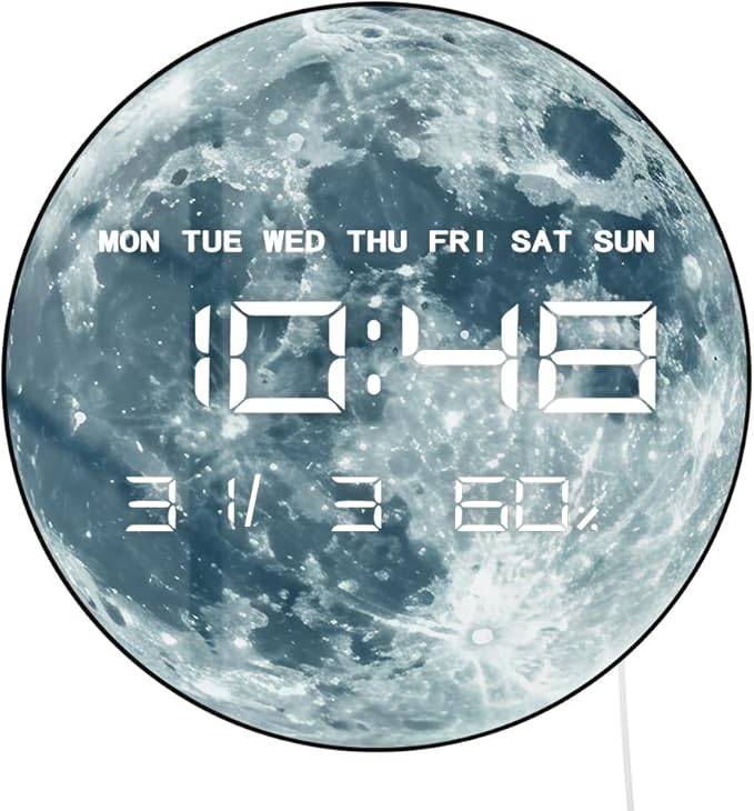 Timethink 12'' Full Moon Digital Wall Clock