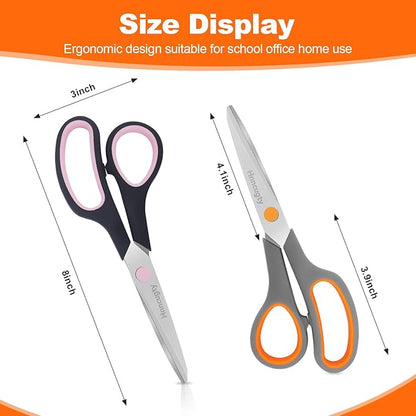 Scissors for Office School Supplies, Hnncugty 8" Scissors All Purpose Bulk Set