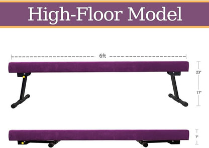 Adjustable&Foldable Gymnastics Balance Beam, 6FT/8ft High-Low Level Floor