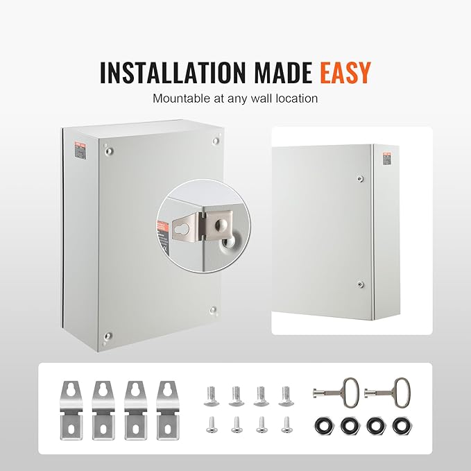 VEVOR Steel Electrical Box, Cold Rolled Steel Electrical Enclosure Box