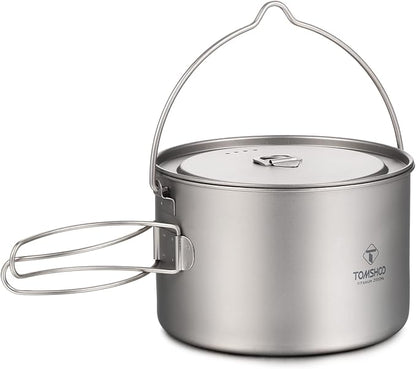 Camping Pot, Titanium Pot 750ml/900ml/1100ml/1600ml/2000ml/2800ml Ultralight ing Pot with Lid and Foldable Handle Outdoor Camping Backpacking Cooking Picnic