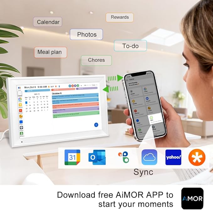Smart Digital Calendar Family Planner Chore Chart HD Touchscreen Meal Planner &