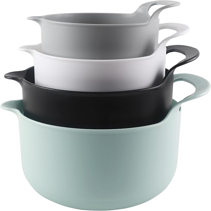 COOK WITH COLOR Nesting Plastic Mixing Bowl Set with Pour Spouts and Handles