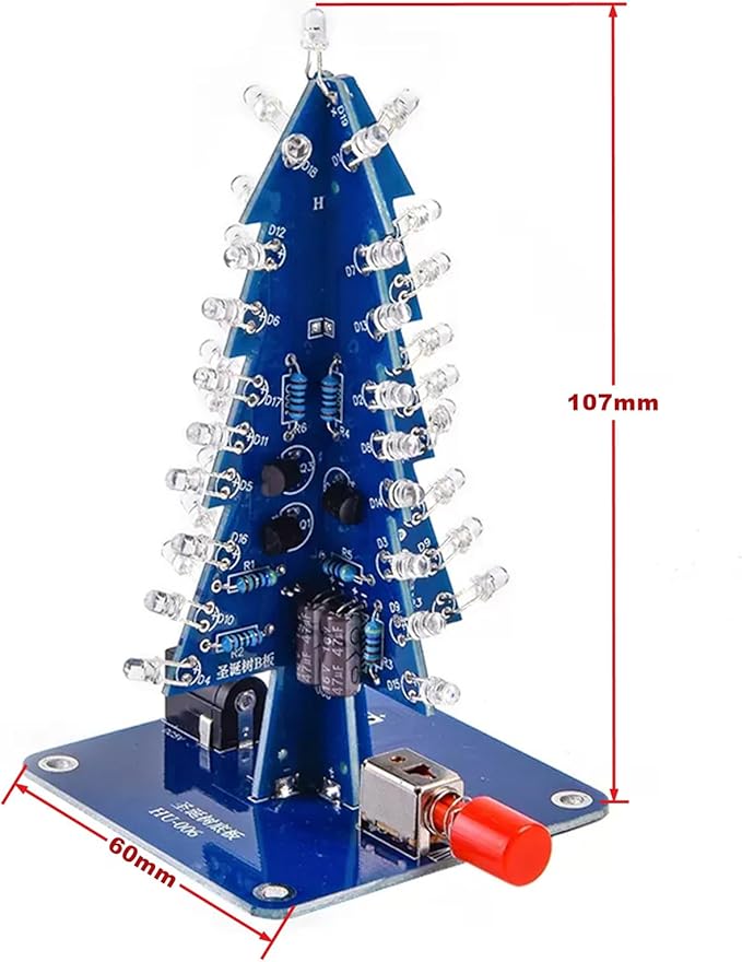 Gikfun DIY 7-Color LED 3D Christmas Tree Soldering Practice Kit - School Electronics Project, Holiday Decoration EK2178
