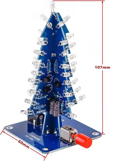 Gikfun DIY 7-Color LED 3D Christmas Tree Soldering Practice Kit - School Electronics Project, Holiday Decoration EK2178