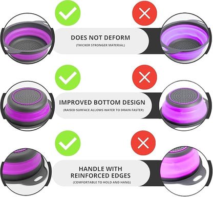 Purple Foldable Food Strainer for Kitchen
