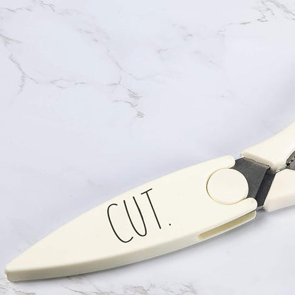 Rae Dunn Kitchen Scissors- Stainless Steel Kitchen Shears, Cooking Scissors for Cutting Meat, Chicken, Herbs and Produce with Blade Cover and Soft Grip Handles (Multi 2 Pack)