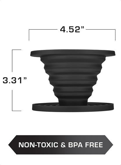 COLETTI Sierra Camping Pour Over Coffee Dripper ??Collapsible Pour Over Coffee Dripper ??Includes Pack of Paper Filters [Black, Pack of 2]