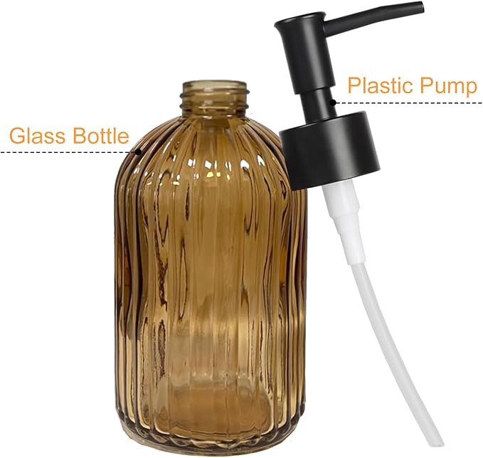 14Oz Black Pump Glass Soap Dispenser,