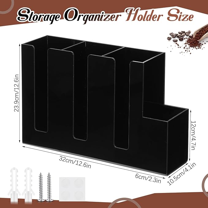 Cunhill 4 Compartments Acrylic Coffee Cup and Lid Storage Organizer Holder