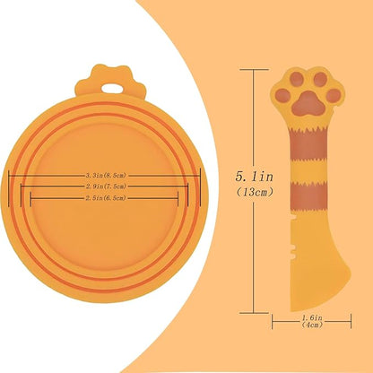 Food Can Spoon & Lids, One Multi-Functional Opener Spatula, Cute Paw Shape Spoon