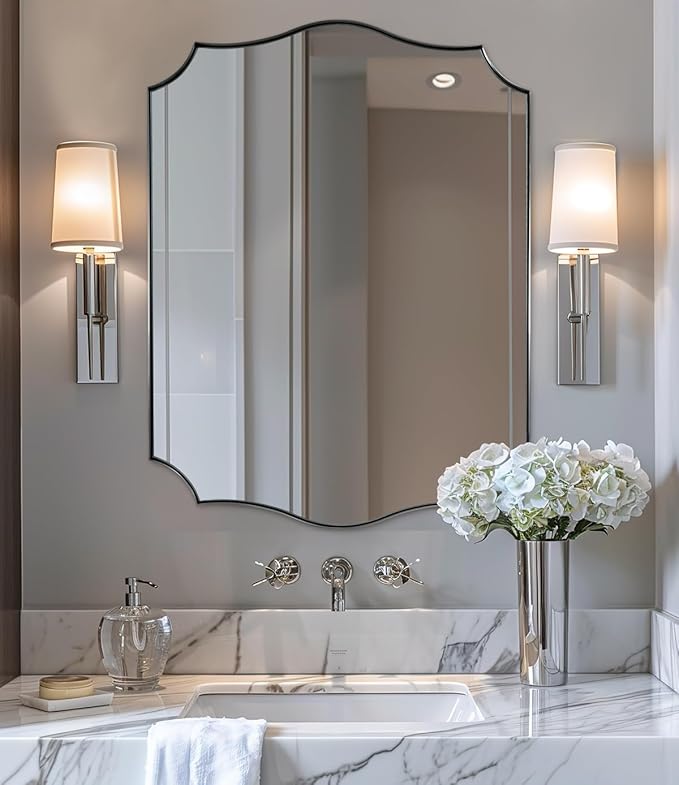 ANDY STAR Chrome Bathroom Mirror, 22x30 Inch Polished Nickel Vanity Mirror